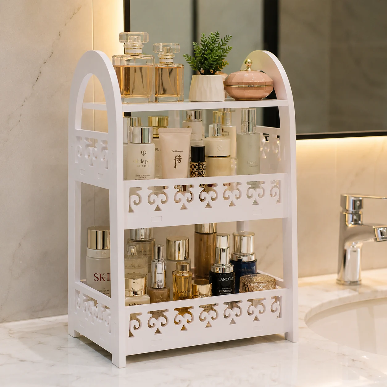 منظم مستحضرات التجميل والعناية – طابقان بتصميم زخرفي